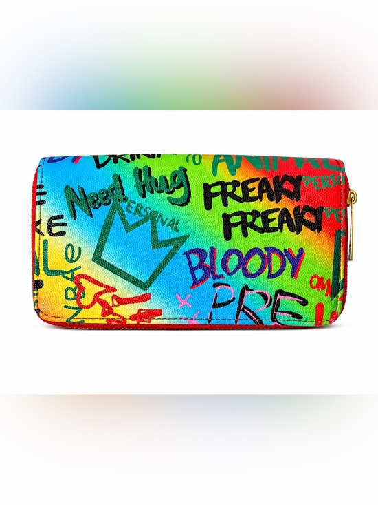 Handbags - Graffiti Leather Wallet - Multicolor